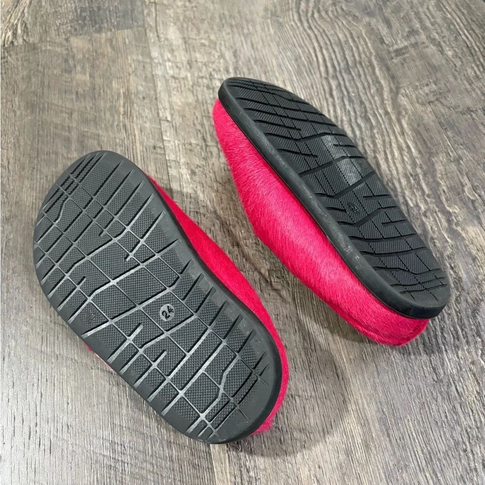 Marni Kids Bright Pink Furry Slip-On Slippers